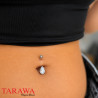 Piercing nombril goutte 9mm or blanc