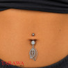 Piercing nombril feuille pendante