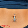 piercing nombril skull os en croix
