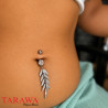 Piercing Nombril feuilles fines