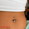 Piercing nombril classique or blanc