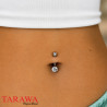 Piercing nombril classique or blanc