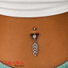 Piercing nombril plume avec strass blancs