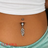 Piercing nombril plume avec strass blancs