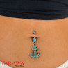 Piercing nombril ancre Marine pavé de gemmes