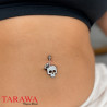 Piercing Nombril Tête de Mort Cristal blanc