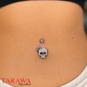 Piercing Nombril Tête de Mort Cristal blanc