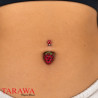 Piercing nombril fraise cristal