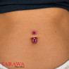 Piercing nombril argent double cristaux