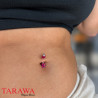 Piercing nombril argent double cristaux