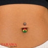 Piercing nombril feuille rasta