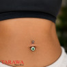 Piercing nombril feuille verte