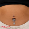 Piercing nombril double flocon de neige argent