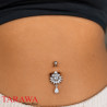 Piercing nombril argent goutte pendante