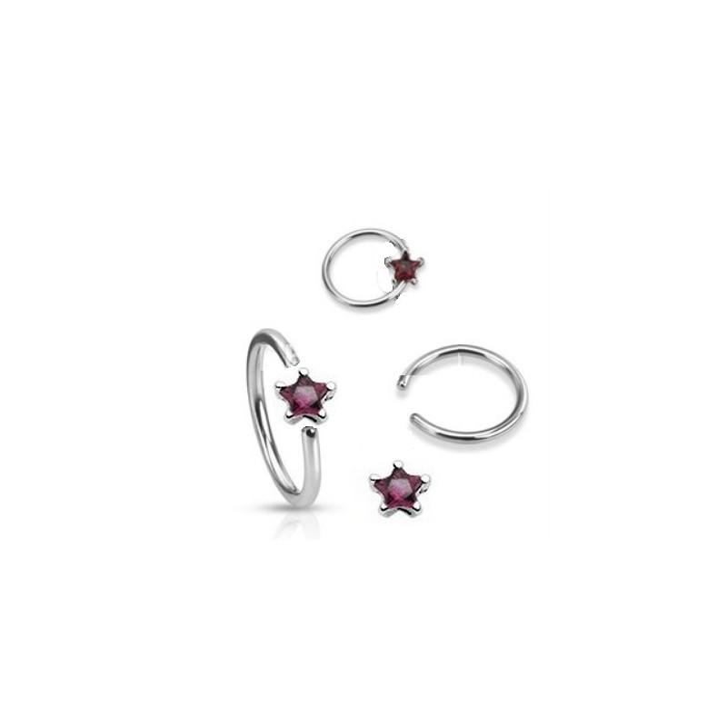 Anneaux de piercing 1.6mm motif étoile cristal de couleur violet pour nombril téton et piercing intime féminin