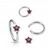 Anneaux de piercing 1.6mm motif étoile cristal de couleur violet pour nombril téton et piercing intime féminin