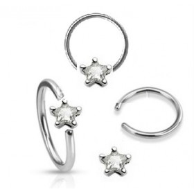 Anneaux de piercing 1.6mm motif étoile cristal de couleur blanc pour nombril téton et piercing intime féminin