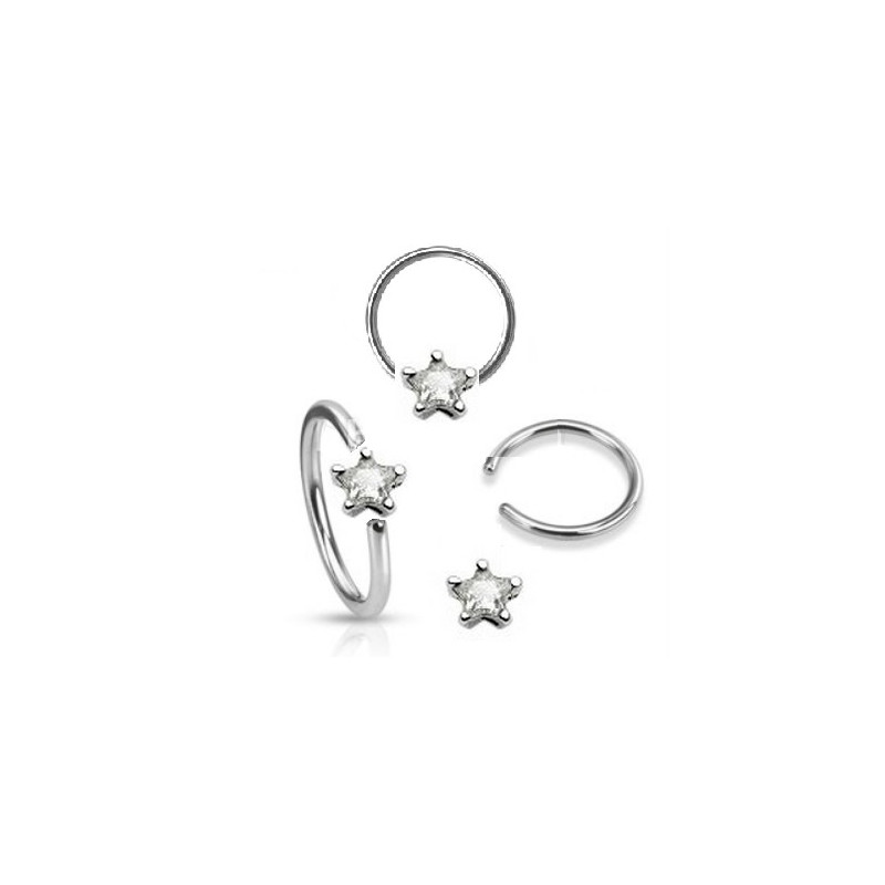 Anneaux de piercing 1.6mm motif étoile cristal de couleur blanc pour nombril téton et piercing intime féminin