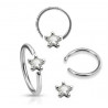 Anneaux de piercing 1.6mm motif étoile cristal de couleur blanc pour nombril téton et piercing intime féminin