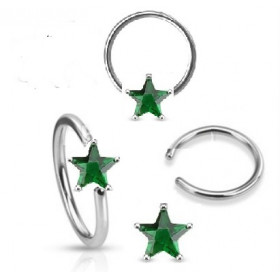 Anneaux de piercing 1.6mm motif étoile cristal de couleur vert pour nombril téton et piercing intime féminin