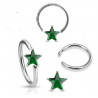 Anneaux de piercing 1.6mm motif étoile cristal de couleur vert pour nombril téton et piercing intime féminin