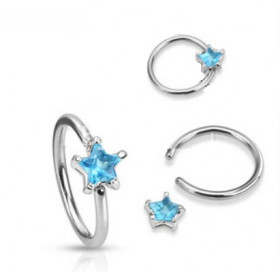 Anneaux de piercing 1.6mm motif étoile cristal de couleur bleu turquoise pour nombril téton et piercing intime féminin