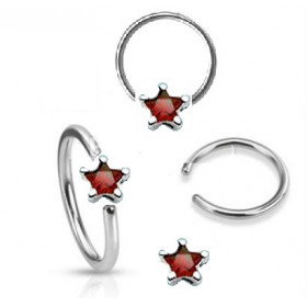 Anneaux de piercing 1.6mm motif étoile cristal de couleur rouge pour nombril téton et piercing intime féminin