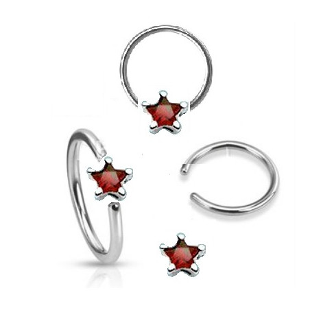 Anneaux de piercing 1.6mm motif étoile cristal de couleur rouge pour nombril téton et piercing intime féminin