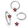 Anneaux de piercing 1.6mm motif étoile cristal de couleur rouge pour nombril téton et piercing intime féminin