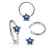 Anneaux de piercing 1.6mm motif étoile cristal de couleur bleu foncé pour nombril téton et piercing intime féminin