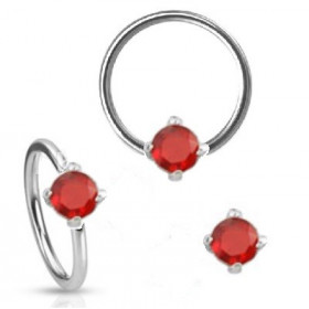 Anneaux piercing diamètre 1.6mm solitaire cristal couleur rouge pour piercing nombril, piercing téton, piercing intime féminin