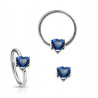 Piercing anneau motif coeur cristal oxyde de zirconium couleur bleu pour piercing nombril piercing téton génital pour femme