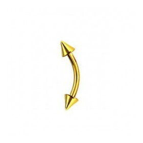 Piercing micro banane d'arcade en titane anodisé couleur or doré motif pointe spike 3mm pas cher