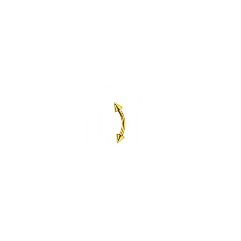 Piercing micro banane d'arcade en titane anodisé couleur or doré motif pointe spike 3mm pas cher