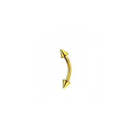 Piercing micro banane d'arcade en titane anodisé couleur or doré motif pointe spike 3mm pas cher