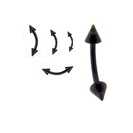 Piercing micro banane d'arcade en titane blackline noir motif pointe spike 3mm pas cher