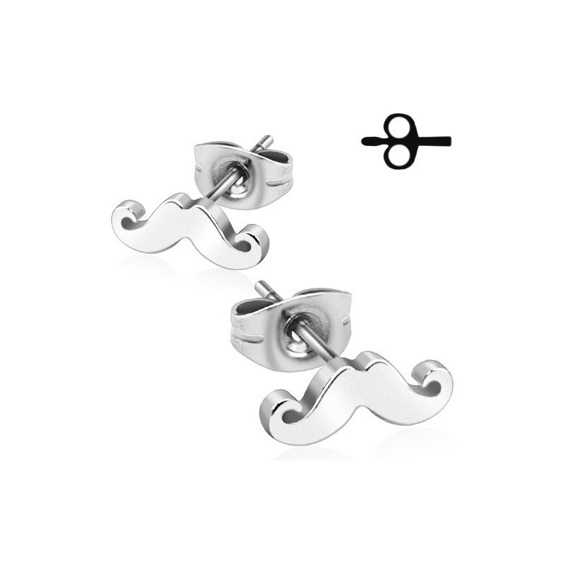 Boucles d'Oreille en aciee chirurgical anti allergie motif Moustache pas cher