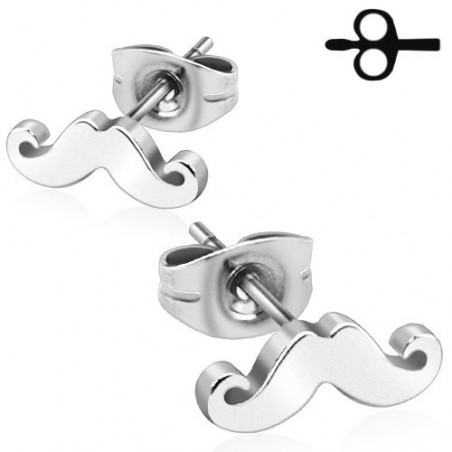 Boucles d'Oreille en aciee chirurgical anti allergie motif Moustache pas cher