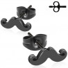 Boucles d'Oreille en acie chirurgical de couleur noir anti allergie motif Moustache pas cher