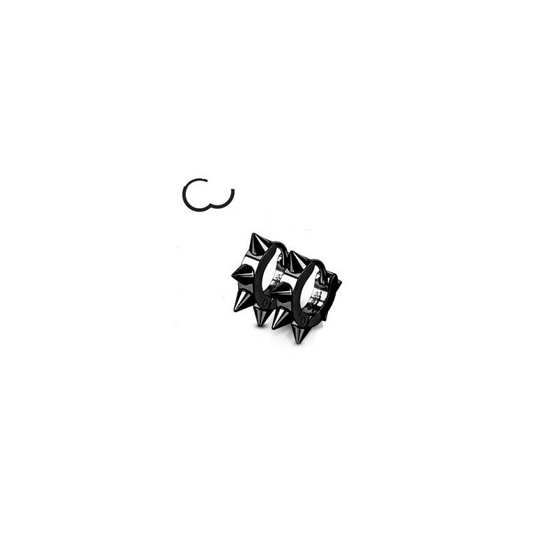 Boucles d'oreille en acier chirurgical motif pointe en acier de couleur noir