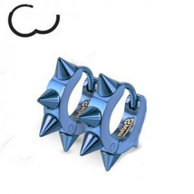Boucles d'oreille en acier chirurgical motif pointe en acier de couleur bleu