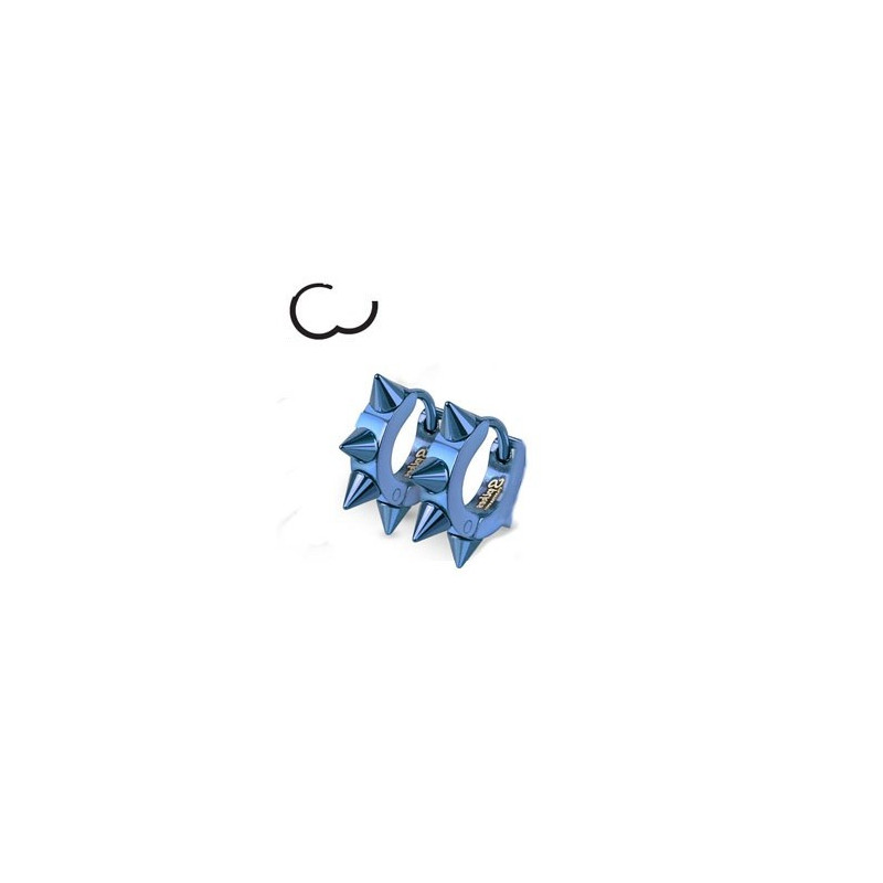 Boucles d'oreille en acier chirurgical motif pointe en acier de couleur bleu