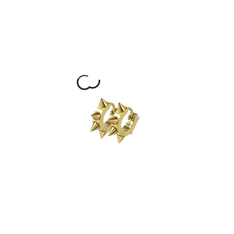 Boucles d'oreille en acier chirurgical motif pointe en acier de couleur or