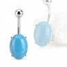 Piercing Nombril  acier chirurgical solitaire pierre naturel semi-précieuse Turquoise