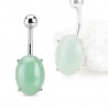 Piercing Nombril pierre naturel semi-précieuse Amazonite barre acier chirurgical