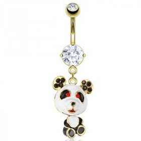 Piercing nombril en plaqué or pendentif panda mignon