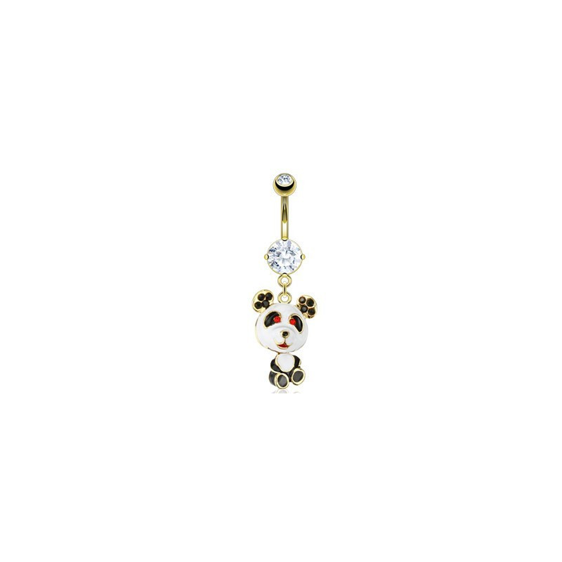 Piercing nombril en plaqué or pendentif panda mignon