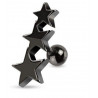 Piercing oreille Triple étoiles en acier chirurgical de couleur noir pour le piercing tragus, piercing hélix et cartillage