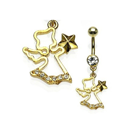 Piercing nombril pendentif Plaqué or motif Ange des neige avec étoile