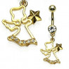 Piercing nombril pendentif Plaqué or motif Ange des neige avec étoile